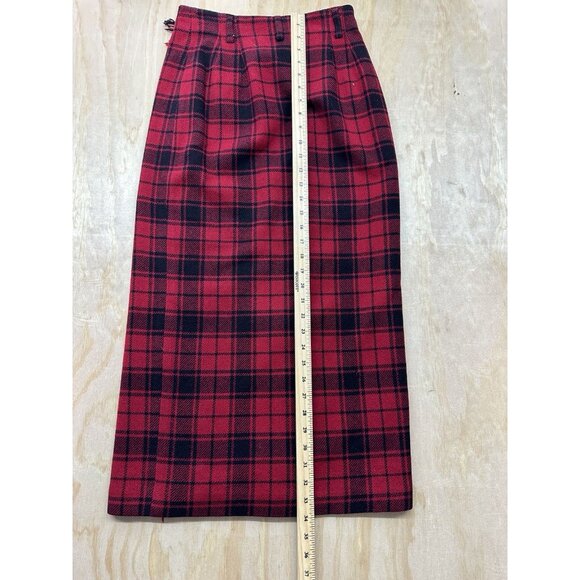 Breeches Plaid Wrap Skirt 100% Wool Fringe Trim Midi Vintage Made In USA Red 4 - Picture 7 of 10